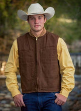 Load image into Gallery viewer, Classic Cinnamon Dillon Waxed Canvas Vest with a rugged, waxed finish and a versatile design for outdoor adventures.