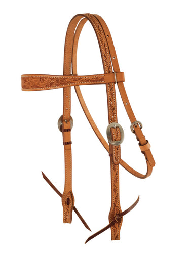 Elite Russet Headstall With Floral Tooling