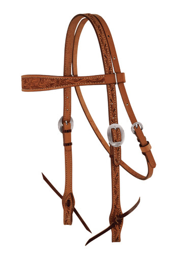 Elite Chestnut Floral Tooled Headstall