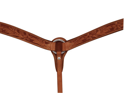 E-3023-CAA Elite Chestnut Breast Collar With Floral Tooling