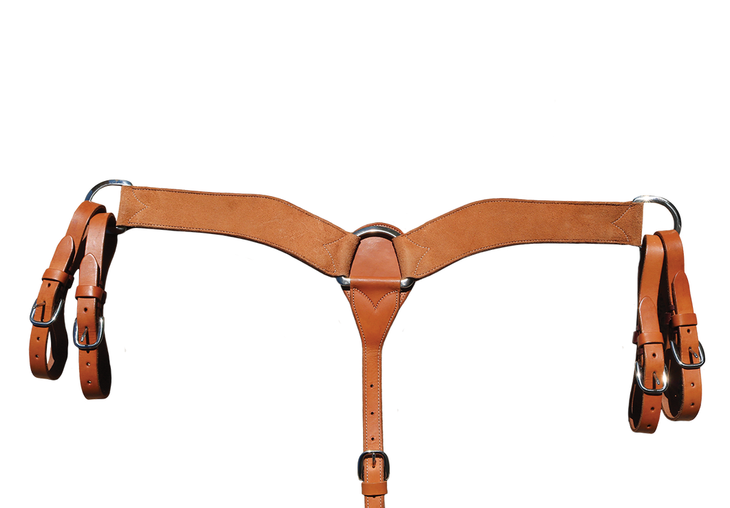 E-3900 Elite Breast Collar in Rough Out Golden Leather – Durable 2-3/4