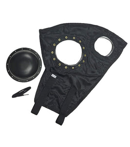 Eye Injury Hood for Horses – Satin blinker hood with a lace on the blind cup for eye injury protection and comfort.