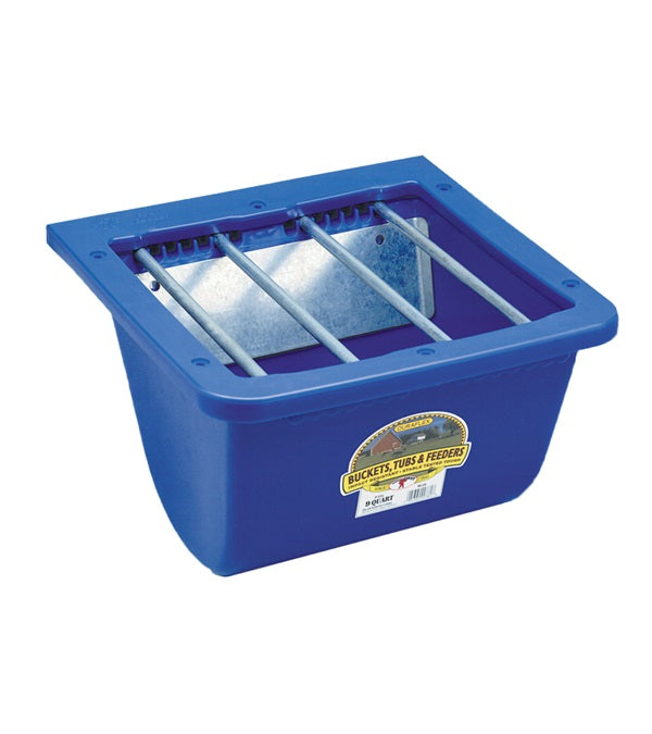 Foal Feeder 9 Quart in Blue - Durable feeder with adjustable carbon steel bars for secure and easy foal feeding.