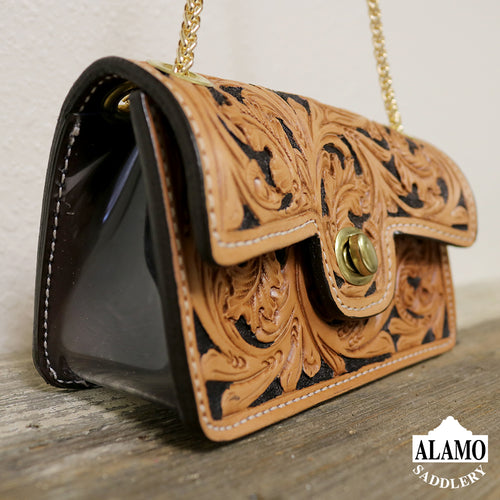 Golden Handbag With Ant Leaf Tooling