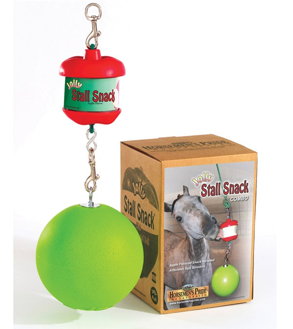 Jolly Stall Snack™ Combo featuring a variety of tasty treats to keep your horse entertained and satisfied in the stall.