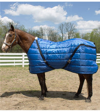 Load image into Gallery viewer, Quilted Blanket/Rug – Features 210 denier polyester, polyfil insulation, cotton lining, and elastic leg straps for a secure, warm fit.