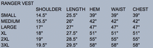 Load image into Gallery viewer, Sizing chart for Ranger Concealed Carry Wool Vest, detailing measurements for a perfect fit and comfortable wear.