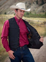 Load image into Gallery viewer, Ranger Concealed Carry Wool Vest made of 22-ounce Australian wool, featuring a V-neck, western yoke, and holsters.