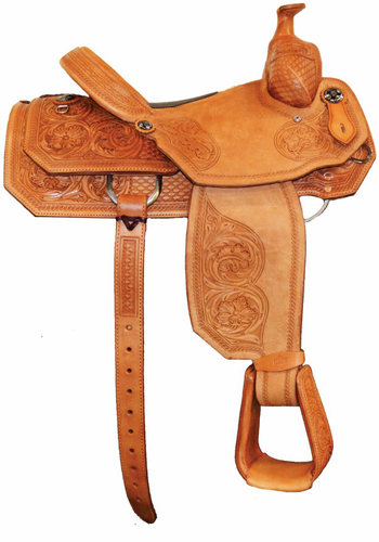 SD-10 Roper Saddle, Light Leather, Floral and GEO Combo Tooled