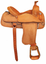 Load image into Gallery viewer, Golden  Rough Out roper Saddle