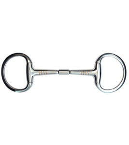 Stainless Steel Copper Inlay Eggbutt Snaffle Bit with 70mm flat rings, roller, and 16mm mouthpiece for comfort and control.