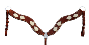 Wave Breast Collar Toast Leather with White Inlay & Buckstitch features durable leather with white inlay and Buckstitch for a stylish, secure fit.