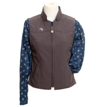 Load image into Gallery viewer, Back View of Women&#39;s Ashley Soft Shell Vest displaying the stylish cut, durable material, and lightweight feel for all-weather wear.