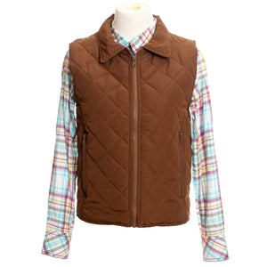 Women's Savannah Quilted Vest with water-resistant fabric, YKK zipper, reinforced stitching, and adjustable waist strap for a sleek, functional design.