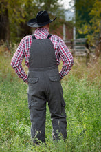 Load image into Gallery viewer, These wool bibs offer warmth, breathability, and water resistance, with cotton suspenders, leather bridle tabs, and practical front and back pockets.