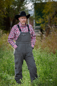 Wyoming Traders Wool Bibs are made from Australian wool, featuring cotton suspenders, leather tabs, and deep pockets for durability and comfort.